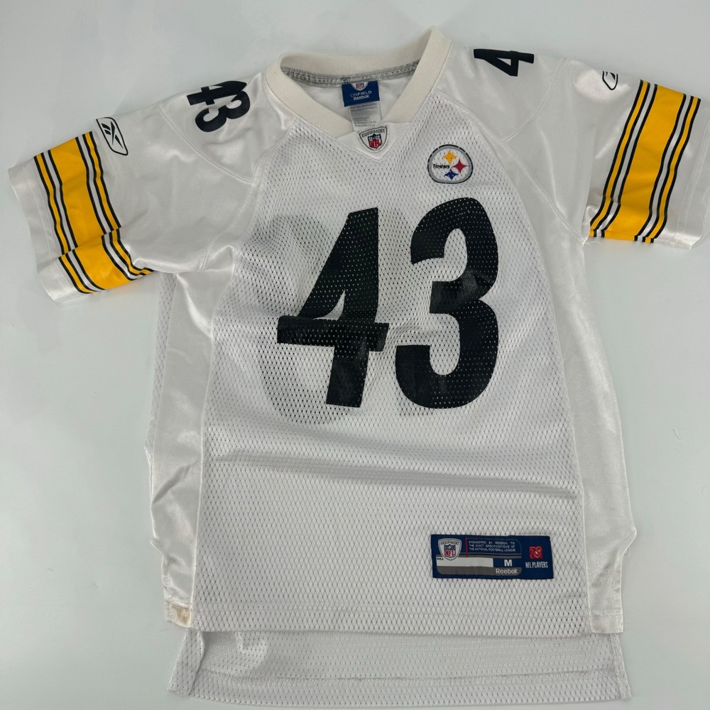 Reebok Kids Troy Polamalu Pittsburgh Steelers Jersey White 43 Size Medium